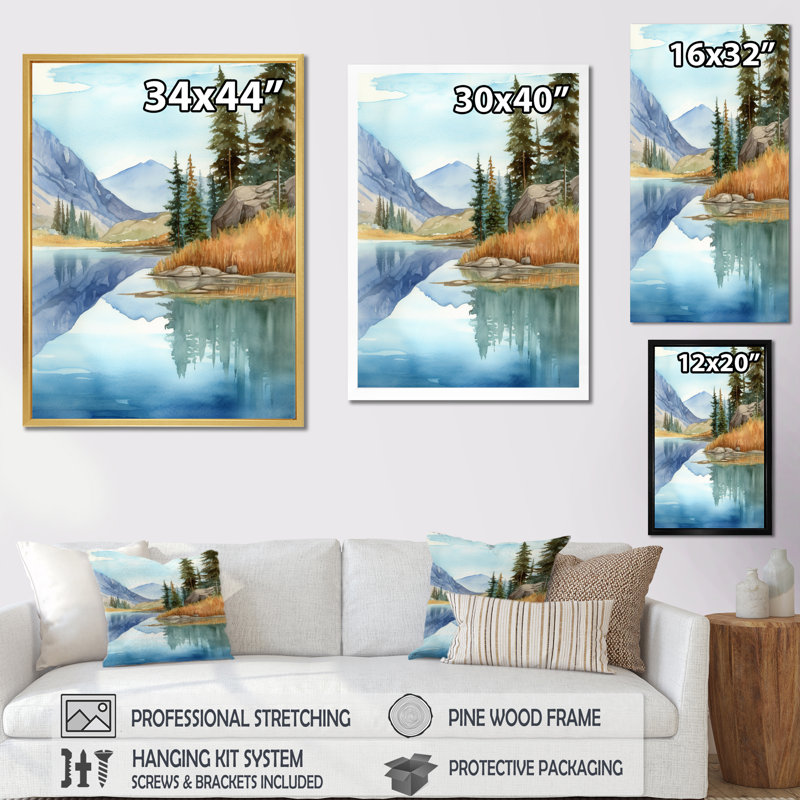 «Autumn Lake Reflections I», reproduction sur toile, H 32 po x l 24 po x P 1 po, Toile tendue
