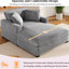 Chaise longue de 53,5 po x 70,9 po - style classique, matériau, pieds en bois massif, structure, assemblage sans effort, confort relaxant très grand, l 53,5 po x P 70,9 po x H 33,1 po, gris, design, confortable Tissu, facile