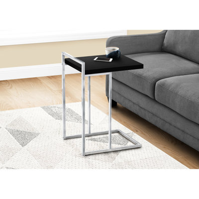 Table de collation de chambre à coucher - Stratifié noir et fermeté métallique pour la base du salon