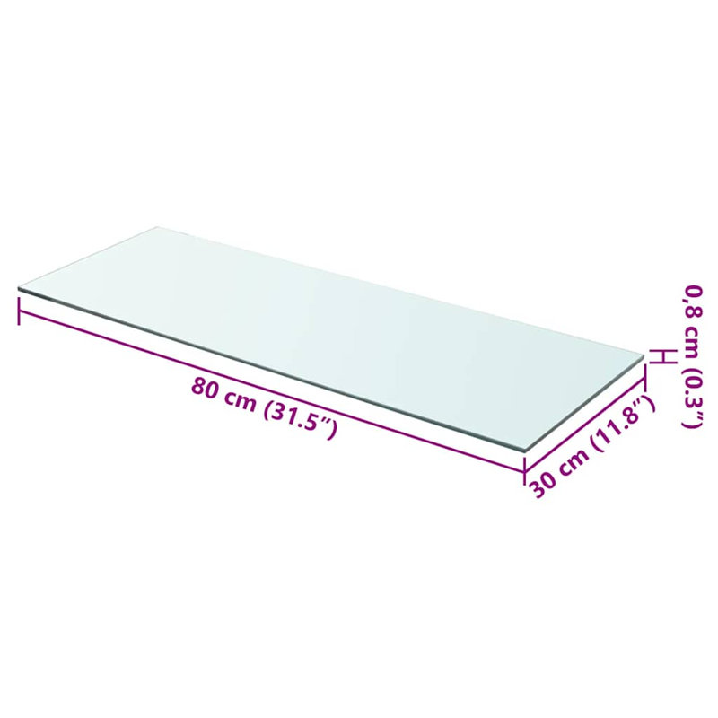 Tablette murale Tablette flottante présentoir mural en verre trempé, H 0,31 po x l 31,5 po x P 11,8 po