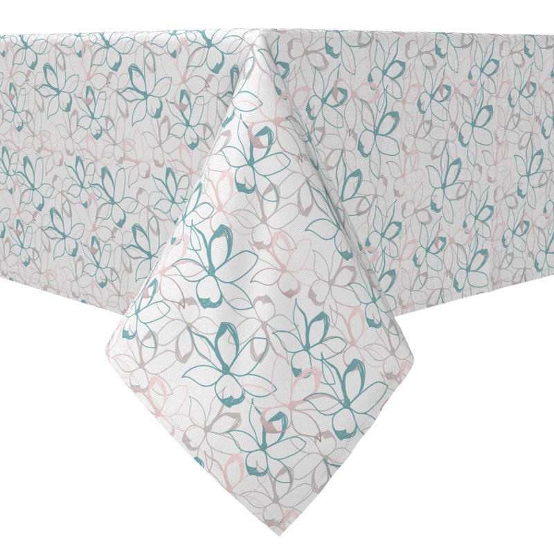 Rectangular Floral Cotton Twill Tablecloth