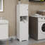 Armoire de trieur de linge inclinable à un compartiment et une porte avec sacs amovibles et double fonctionnalité de rangement.