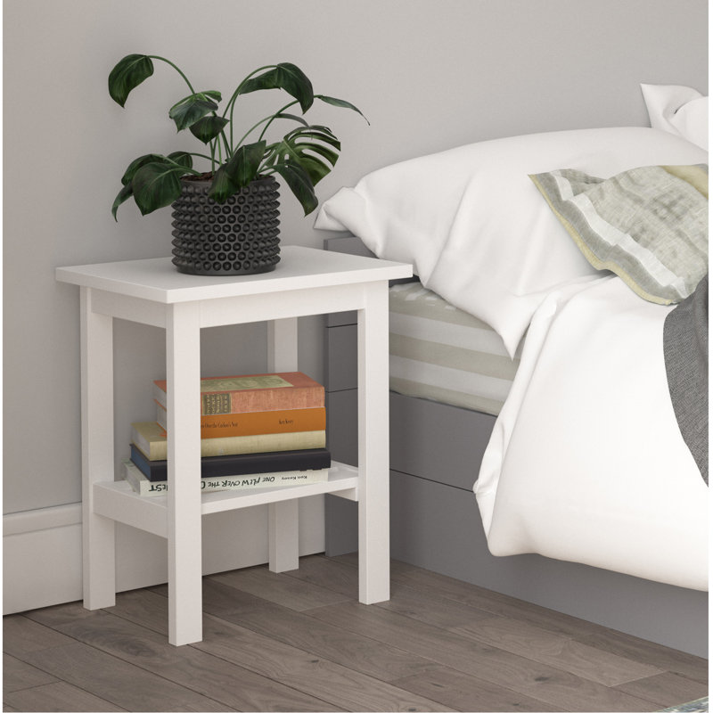 Mediouna 40cm W Solid + Manufactured Wood Bedside Table, White