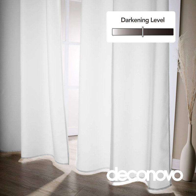 Thermal Insulated Room Darkening Grommet Curtain Panels (Set of 4), Pure White, 38" W x 54" L