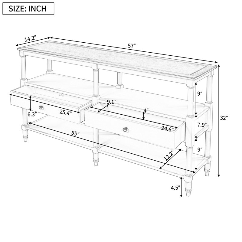 Baumann 57 " W Console Table, Brown/Green