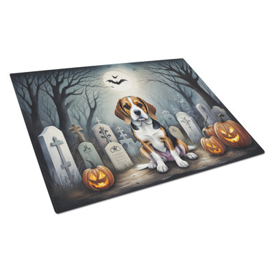 Beagle Spooky Halloween Glass Cutting Board Large