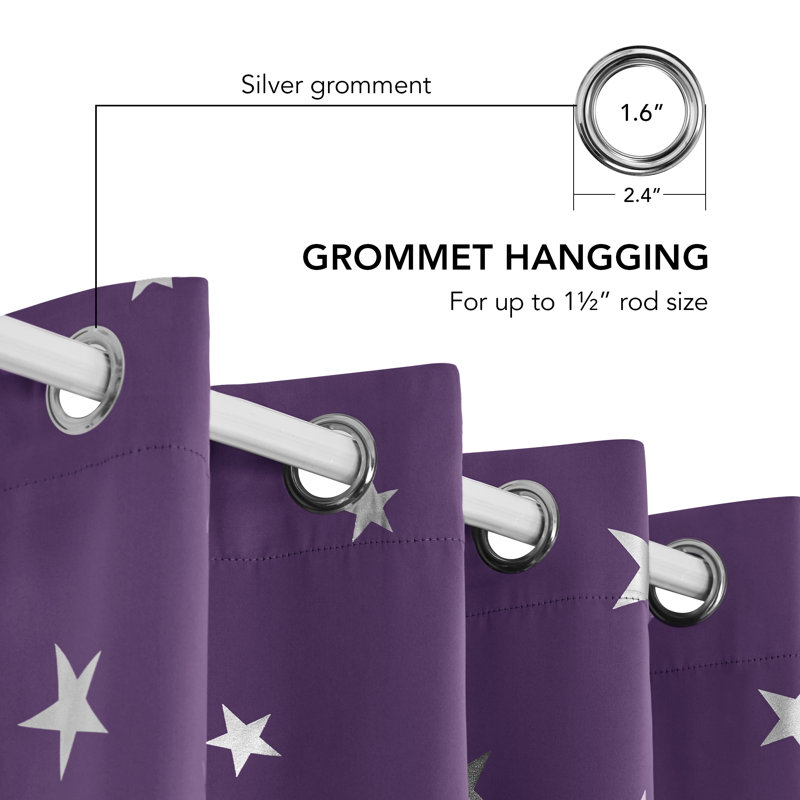 Manzanita Eyelet Room Darkening Thermal Curtains, 132cm W x 183cm D, Purple Grape