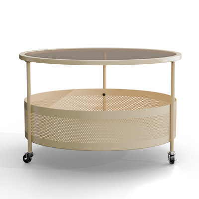 Metal Mesh Coffee Table with Tempered Glass for Living Room, Study Frame & Easy Assembly
