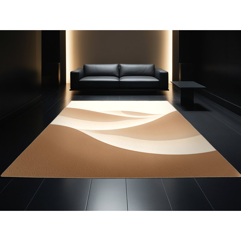 Machine Washable Ottavio Minimalist Solid Color Rug in Beige – Beige Binding, 5 x 8