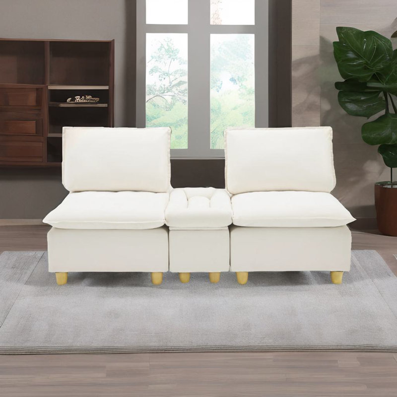 Canapé 74 po en flanelle double 74 po, Beige