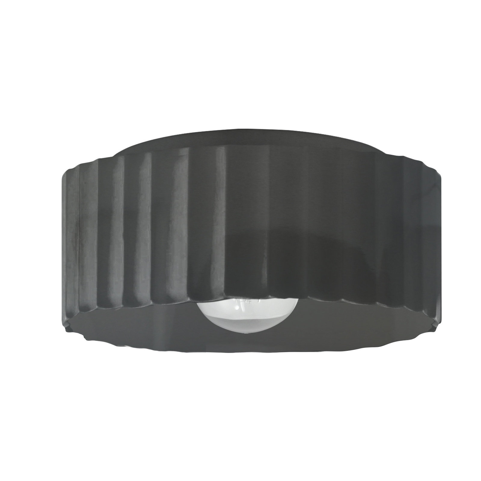 Colgate Single Light Ceramic Flush Mount, Gloss Gray, 6.5" H x 13" W x 13" D