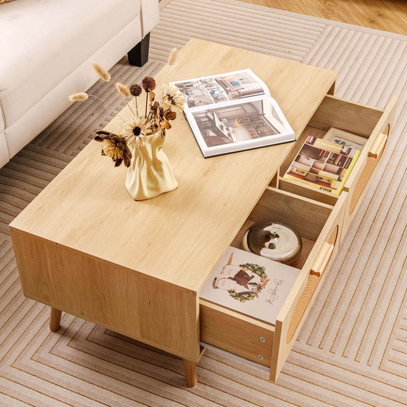 Table basse Mid-Century moderne avec 2 tiroirs de rangement