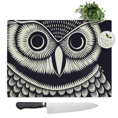 Mind Bending Owl Abstract  Glass Chopping Board