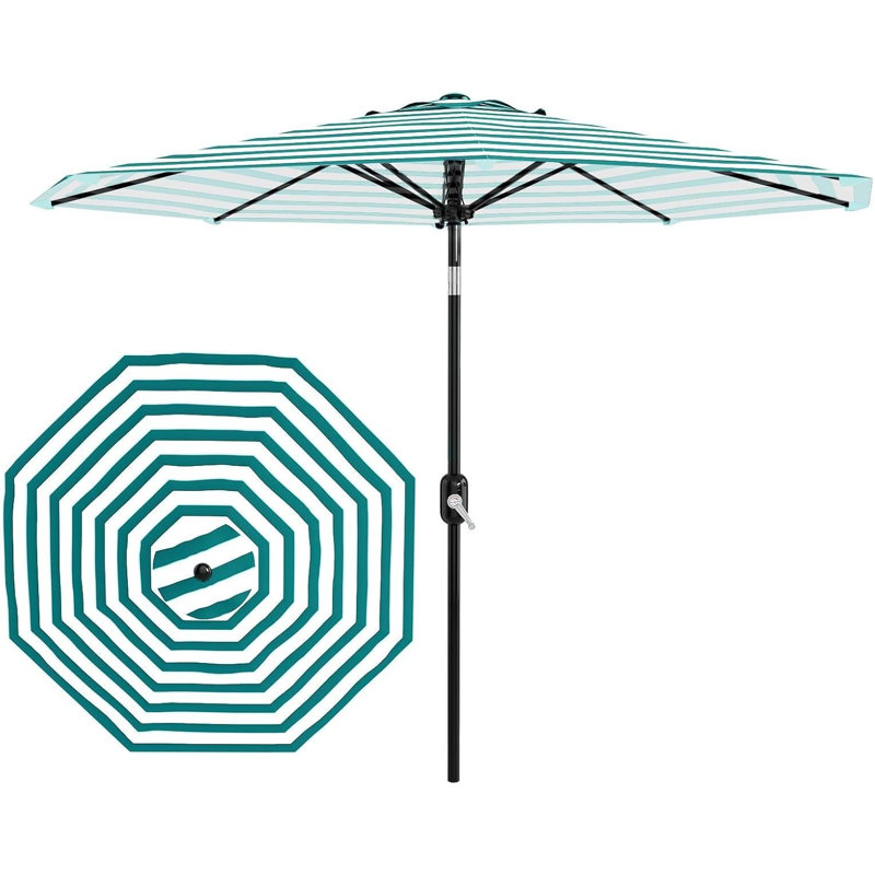 Parasol d'extérieur rayé 10 pi, Sarcelle