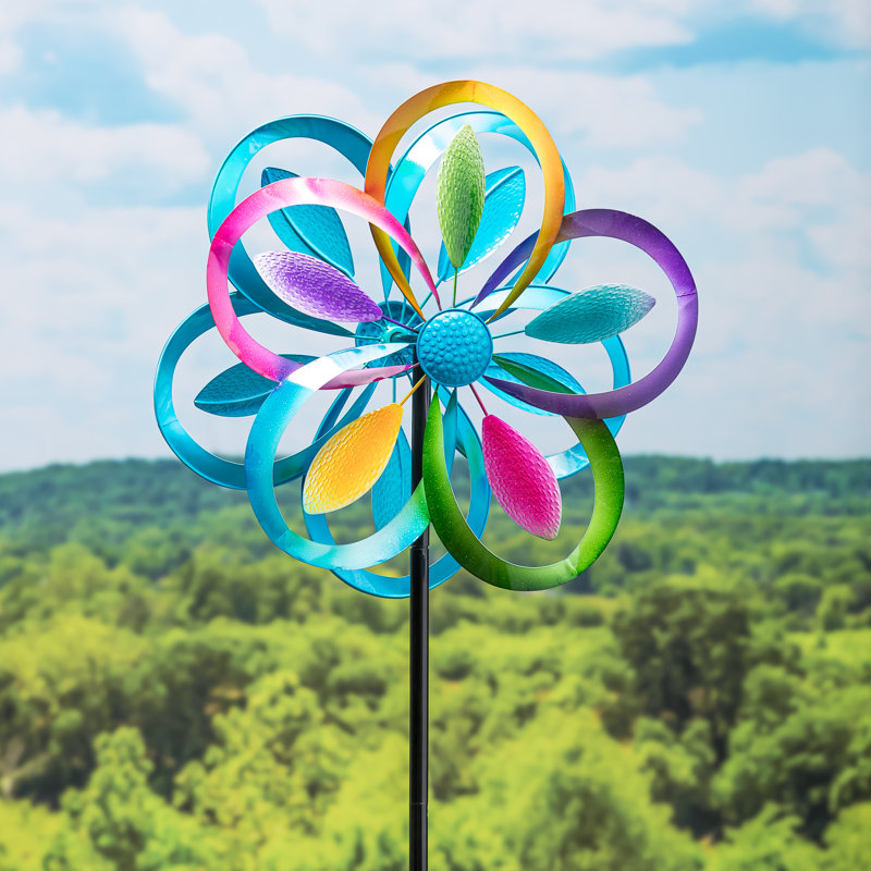 Leberta Metal Abstract Garden Stake, Purple/Green/Pink