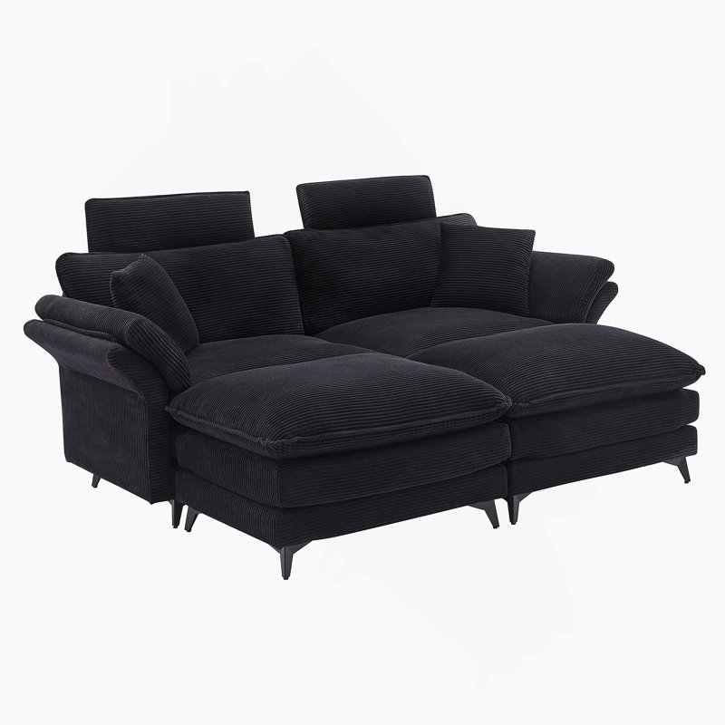 Canapé modulaire à assise profonde 85,8 po, Noir