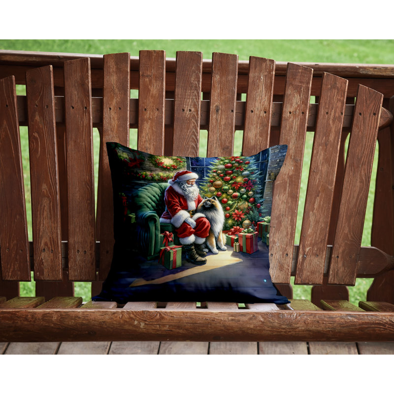 Coussin Keeshond and Santa Claus, H 14 po x l 14 po