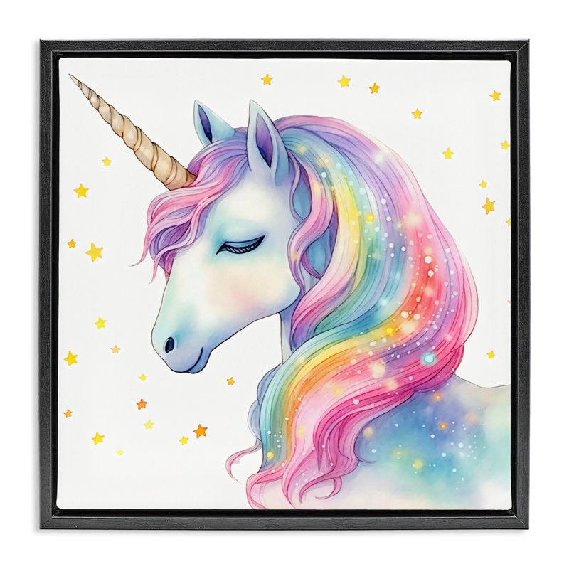 Cadre flottant en forme de licorne à crinière arc-en-ciel enchantée, design by Creative Studio, H 25 po x l 25 po