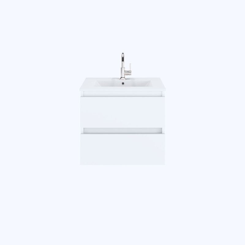 Salt 24'' Single Bathroom Vanity with Ceramic Top, Gray