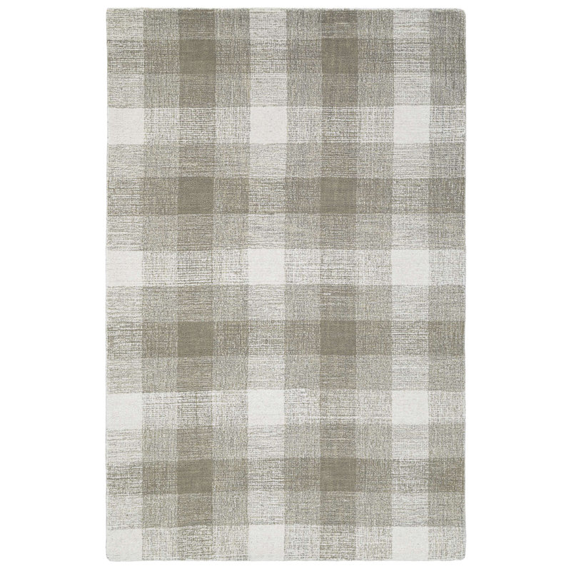 Handmade Gray and White Wool Rectangular Area Rug