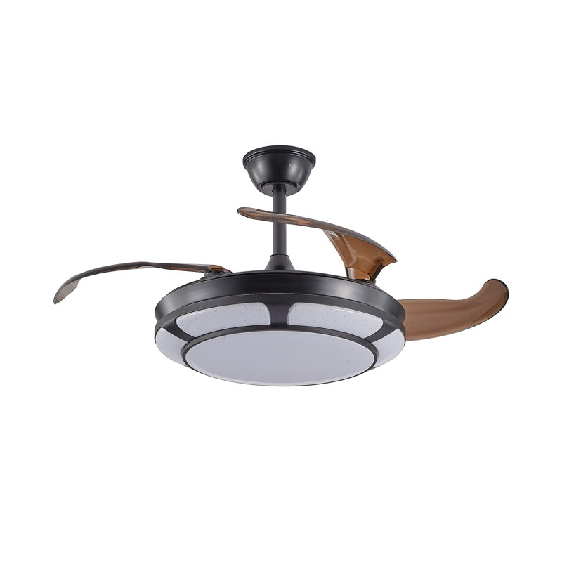 Ventilateur de plafond rétractable de 42 po avec lumière, ventilateur de lustre moderne à DEL avec télécommande, pales réglables à 6 vitesses, moteur à courant continu silencieux, éclairage à intensité variable pour le salon, la chambre à coucher, la salle à manger