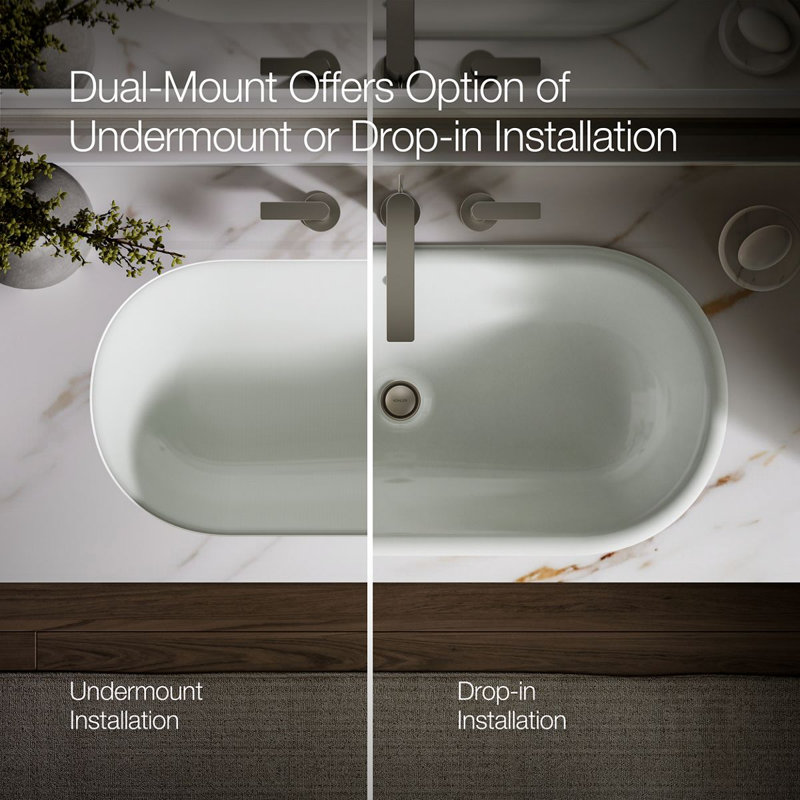 Iron Plains Metal Rectangle Dual Mount Bathroom Sink with Overflow, Sea Salt