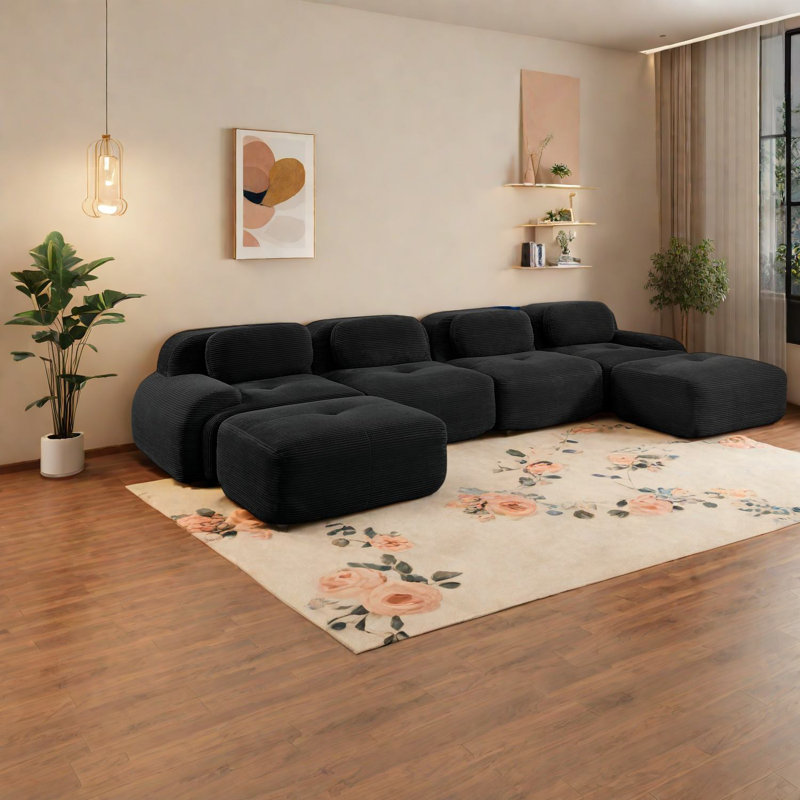 Ergonomic Modular Corduroy Sofas, Pet-friendly Design For Home