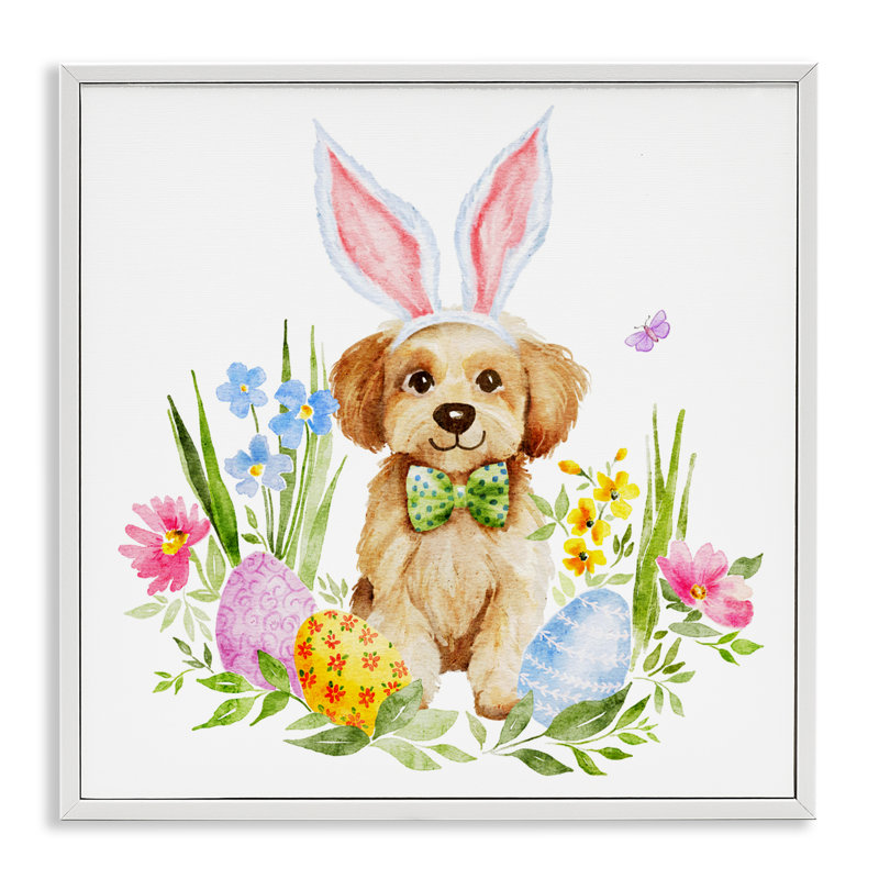Chiot de Pâques ludique, estampe numérique, design par Amy Hall, H 12 po x l 12 po
