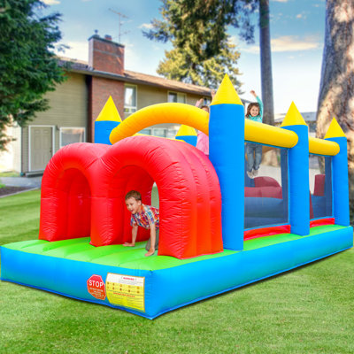 Jeu gonflable pour enfants Relunch 24 pi, parcours d'obstacles gonflable 100% PVC avec glissières doubles et souffleur, fête extérieure de qualité robuste