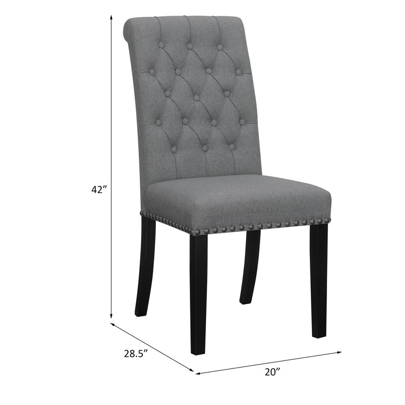 Chaises d'appoint rembourrées avec garniture cloutée Nantucket, gris