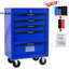 Armoire à outils à 5 tiroirs Rolling, rangement en acier de 20 po, glissières à roulement, 4 Universal 2 avec frein de stationnement, chariot d'apparence attrayant noir et bleu en bleu, coffre, chargement de 15 kg, blocage des roues-1432488042