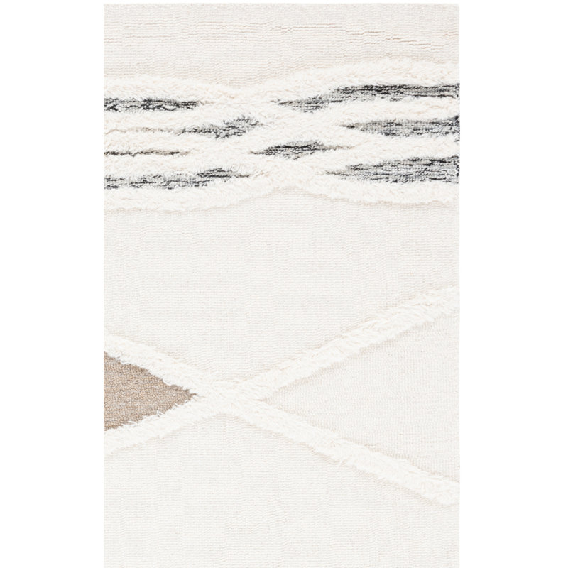 Tapis en laine / coton touffeté à la main Jacobo brun / ivoire, Tapis de couloir 2 pi 3 po x 8 pi