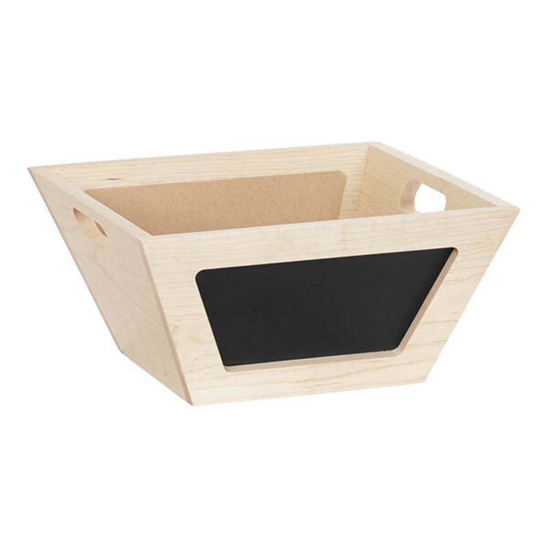 Présentoir / présentoir en bois d'érable Hynek 12 po x 12 po x 6 po avec tableau noir
