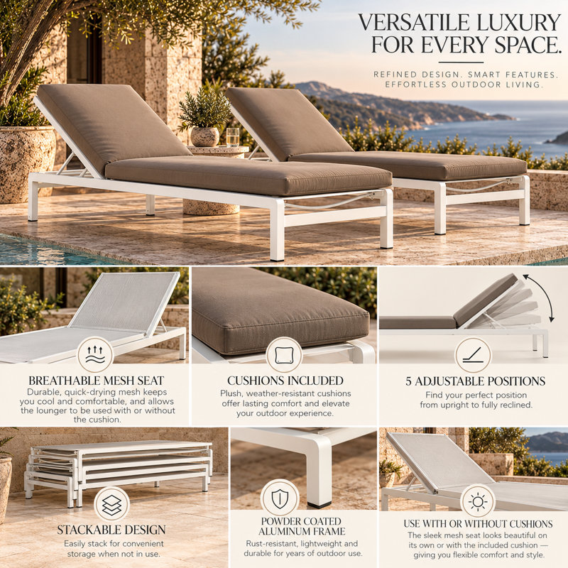 Olly Outdoor Chaise Lounge, Gray