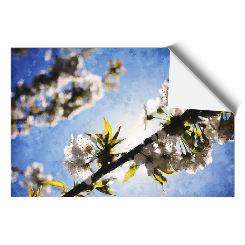 White Cherry Blossom Painting - Frameless Print, 30cm H x 42cm W x 0.1cm D