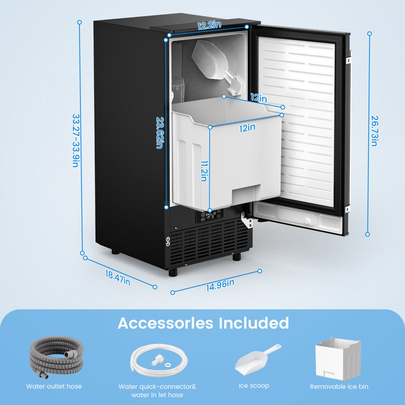 Antarctic Star  80 Lb. Daily Production Clear Cube Ice Under-Counter/Freestanding Ice Maker for Commercial Use & Home Use