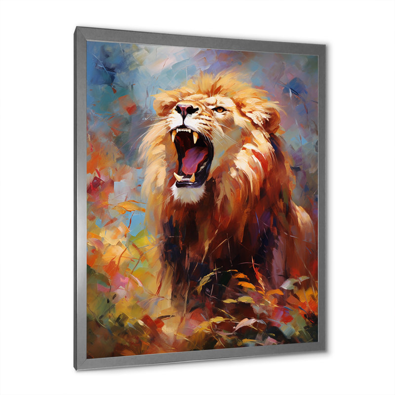 Lion impressioniste sérénade impressionniste - impression, Cadre photo argenté, H 32 po x l 24 po x P 1 po