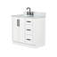 Meuble-lavabo rectangulaire simple de 94 cm (37 pouces) décalé vers la gauche, avec comptoir en marbre blanc de Carrare de 3,8 cm (1,5 pouce) d'épaisseur.-272130949-272130958