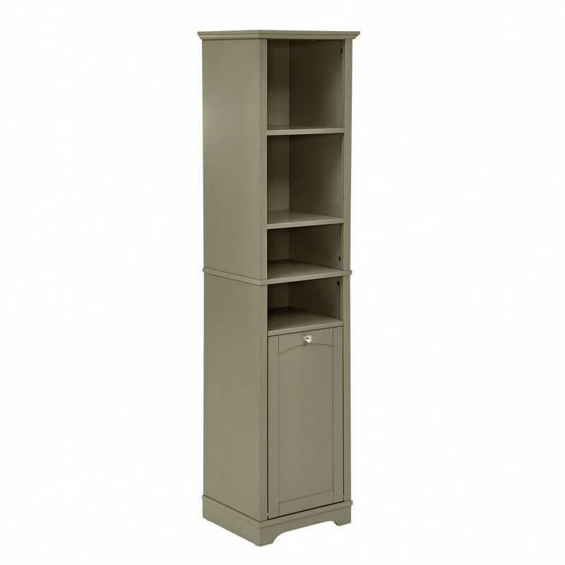 Armoire de rangement pour salle de bain de 64 po de hauteur pour petit espace, armoire sur pied pour salle de bain, bureau à domicile, 4 tablettes réglables et panier à linge, espace de rangement pour les vêtements cachés