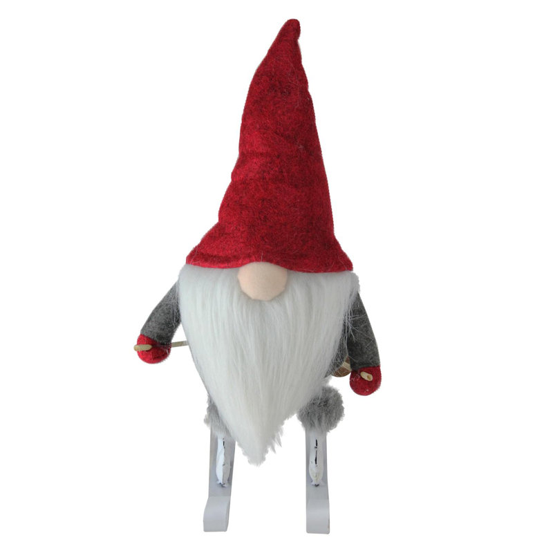Figurine de Noël 12 "nick on skis rouge rubis et gris ardoise