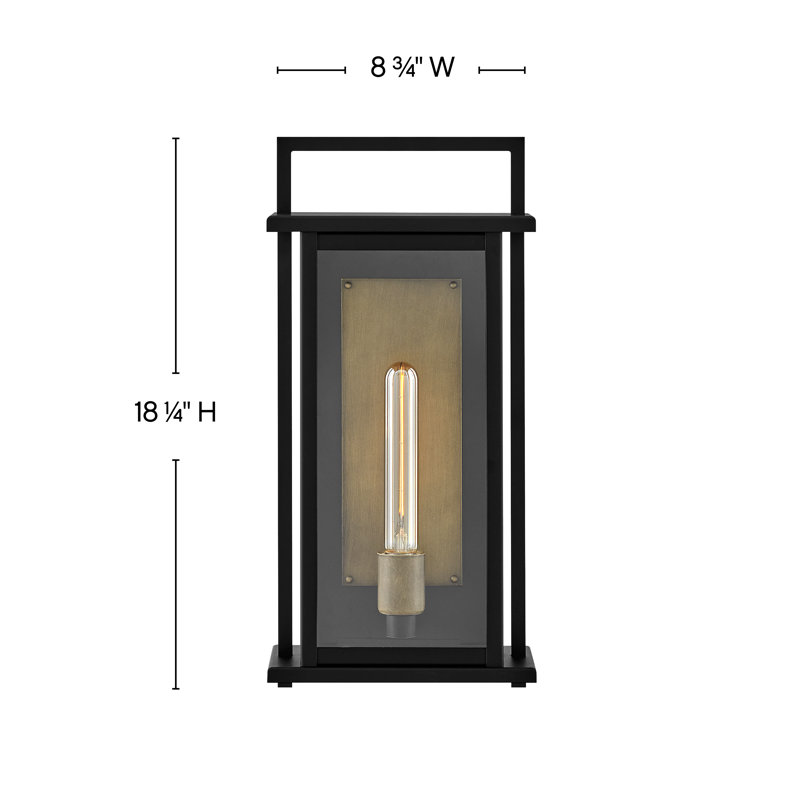Langston Two-Tone Wall Mount Aluminum Outdoor Lantern, 18.3" H x 8.75" W x 6" D