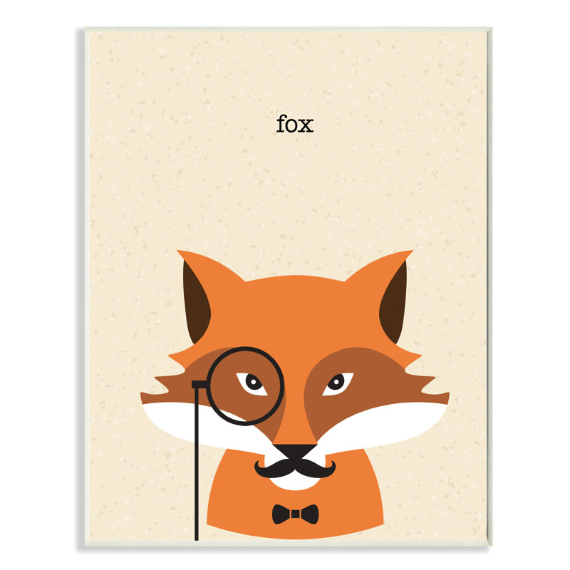 « typographique hipster fox », reproduction d’art sur fond texturé surdimensionnée, H 15 po x l 10 po, Plaque murale