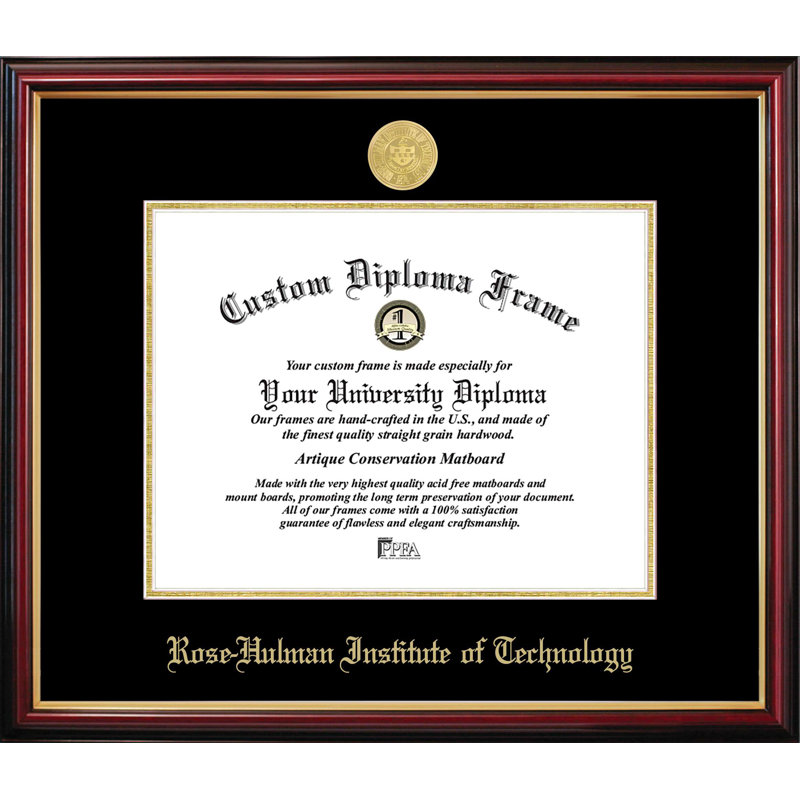 Cadre de petit diplôme de Rose-Hulman Institute of Technology, L 11 po x H 8,5 po, NCAA Rose-Hulman Institute of Technology