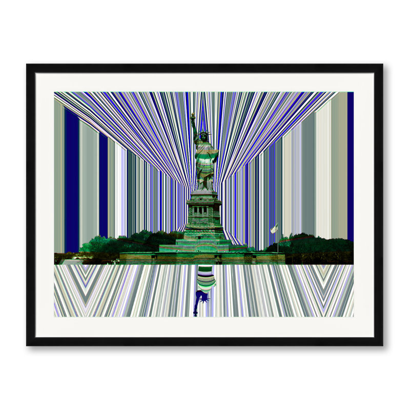 Statue de la Liberté, New York, hiver par Batya Kuncman - impression, H 25,25 po x l 31,25 po, Papier avec cadre noir