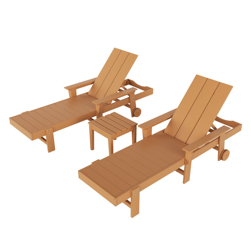 Joubert Outdoor Chaise Lounge with Table, Teak