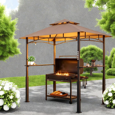 Double-tier Canopies & Gazebos(must Include Frame), Metal Modern Grill Patio