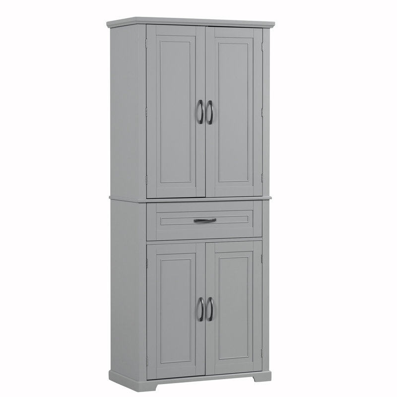 Armoire de rangement pour salle de bain avec portes et tiroir, Gray