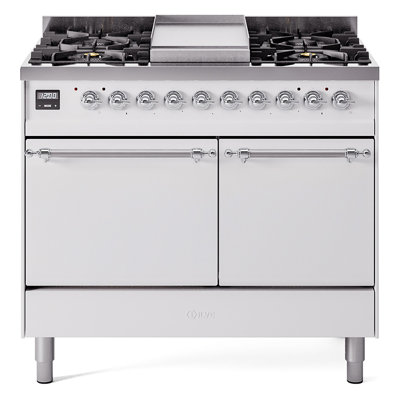 ILVE Nostalgie II Series 40 inch Dual Fuel Range with 6 Sealed Burners, Griddle (Solid Door)