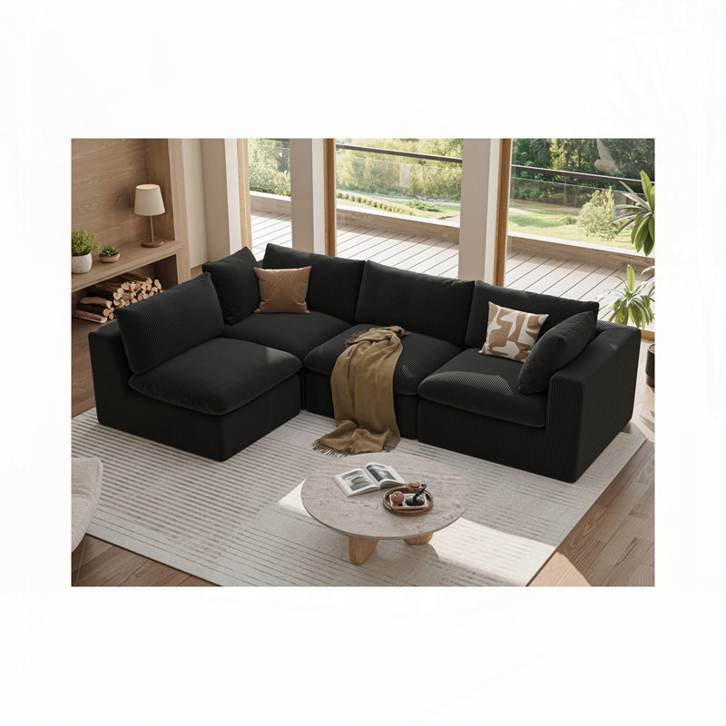 Canapé modulaire modulaire pour canapé, surdimensionné de 135 pouces LoveSapé, canapé en L 4 places, revêtu de velours côtelé avec 2 coussins