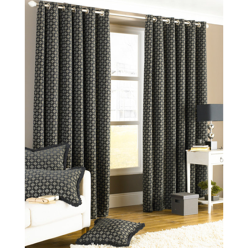 Streeter Semi Sheer Curtain Pair, Beige, 168 W x 183 D cm